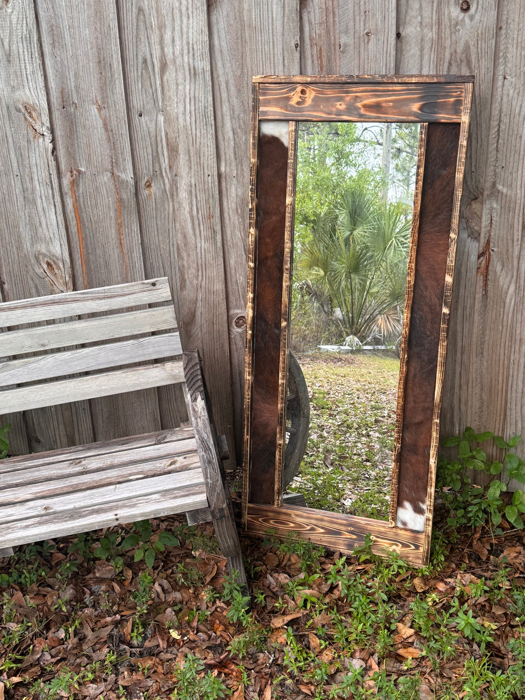 Standard size cowhide mirror
