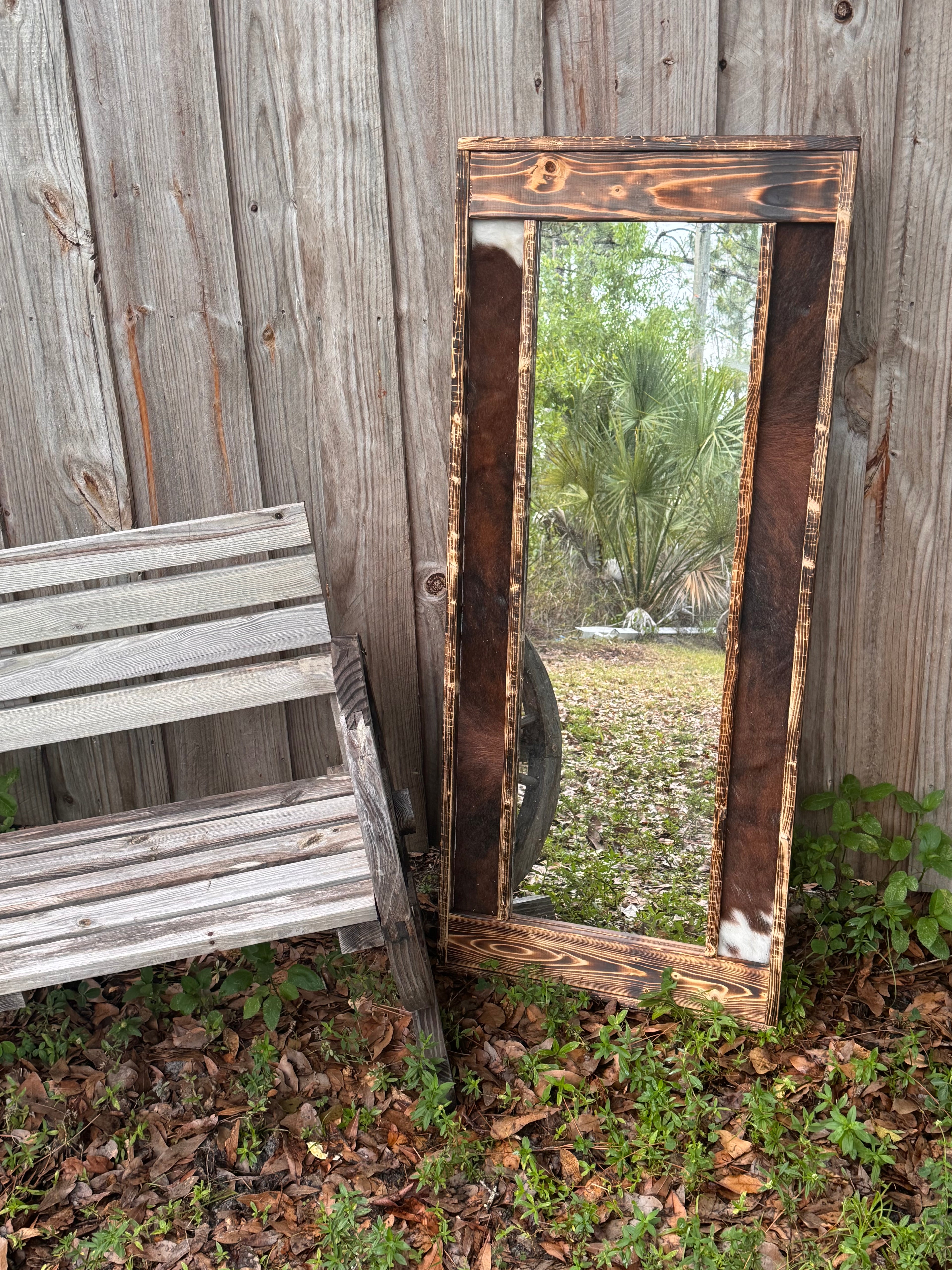 Standard size cowhide mirror