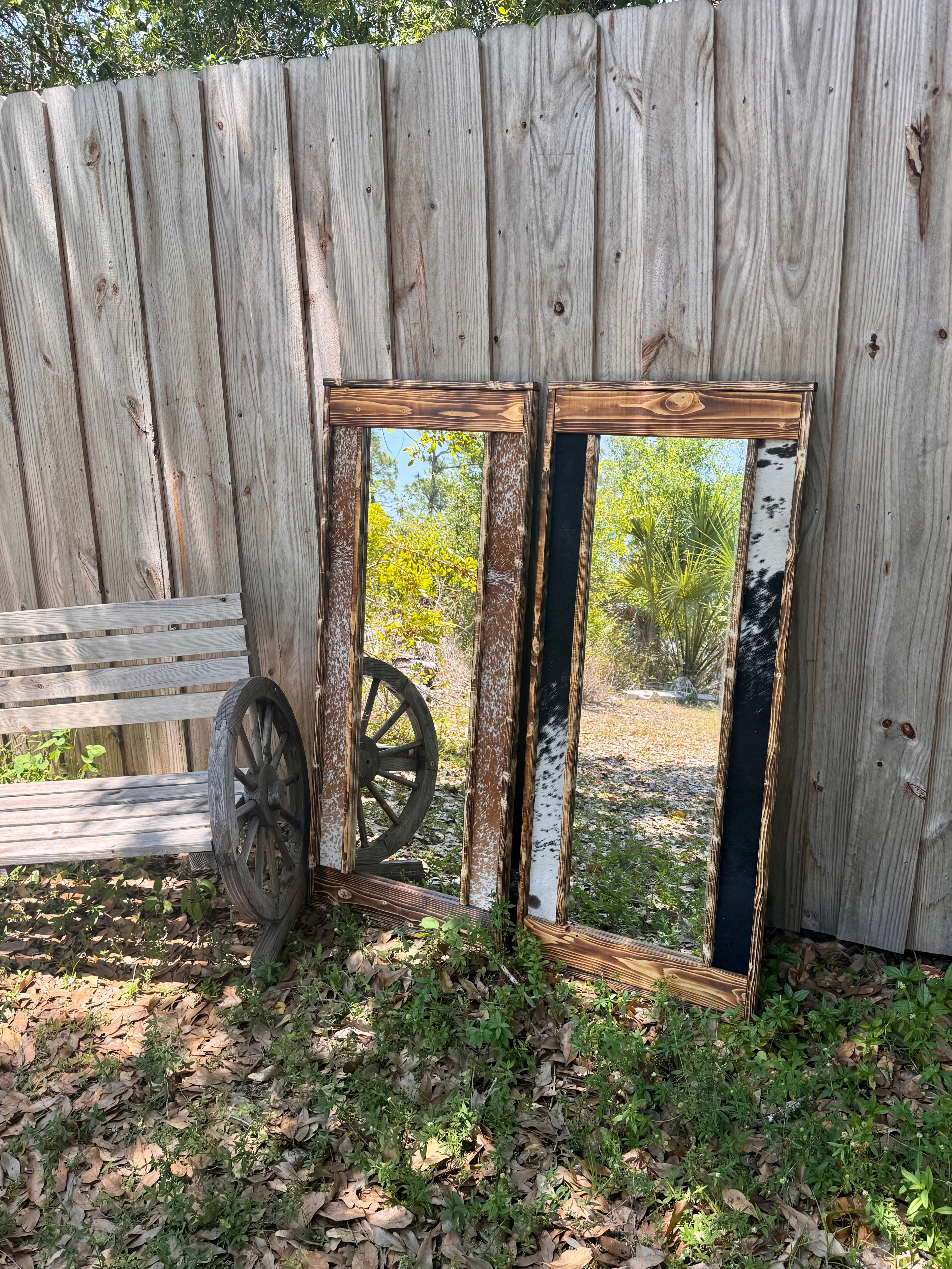 Standard size cowhide mirror