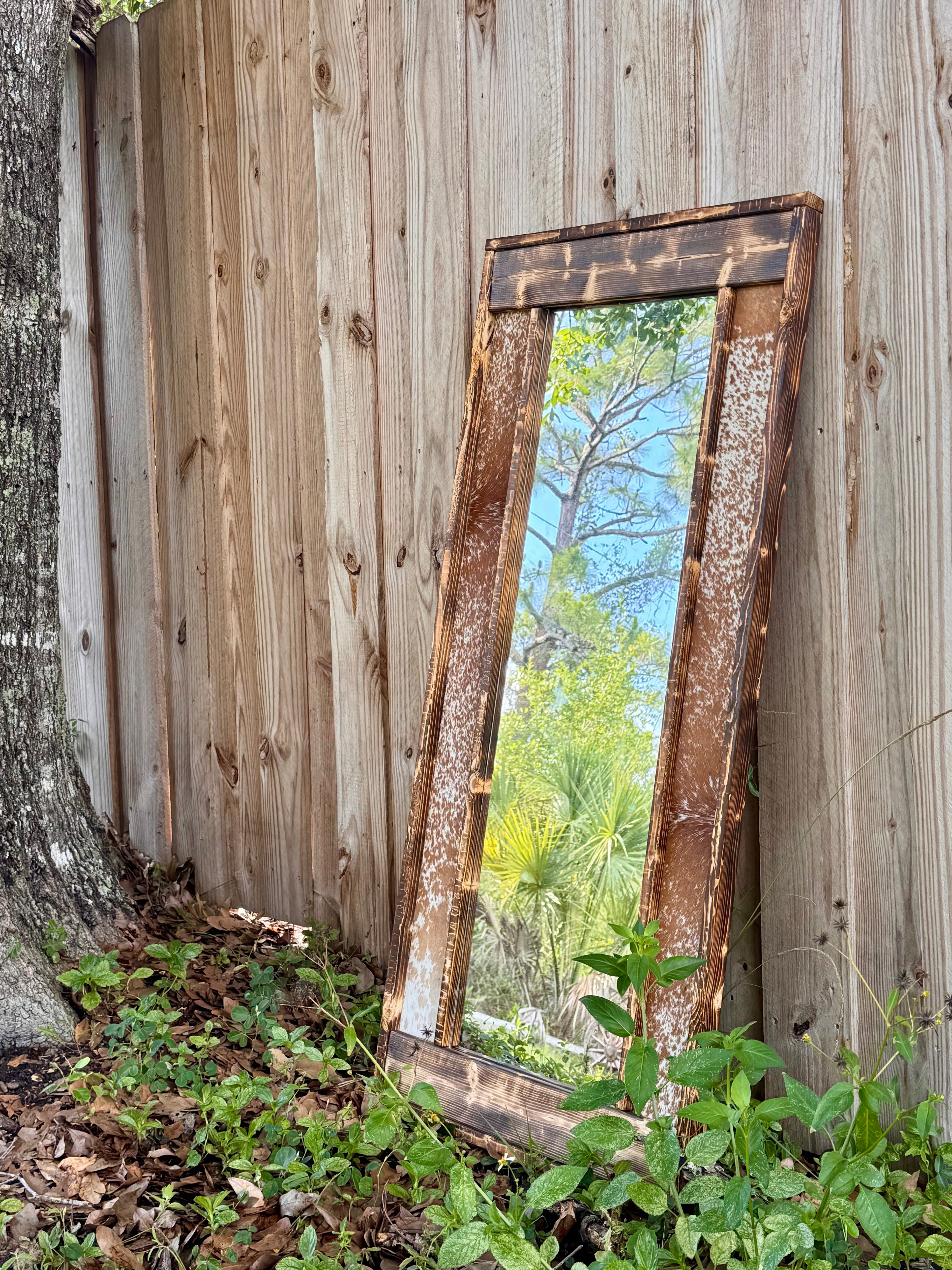 Standard size cowhide mirror