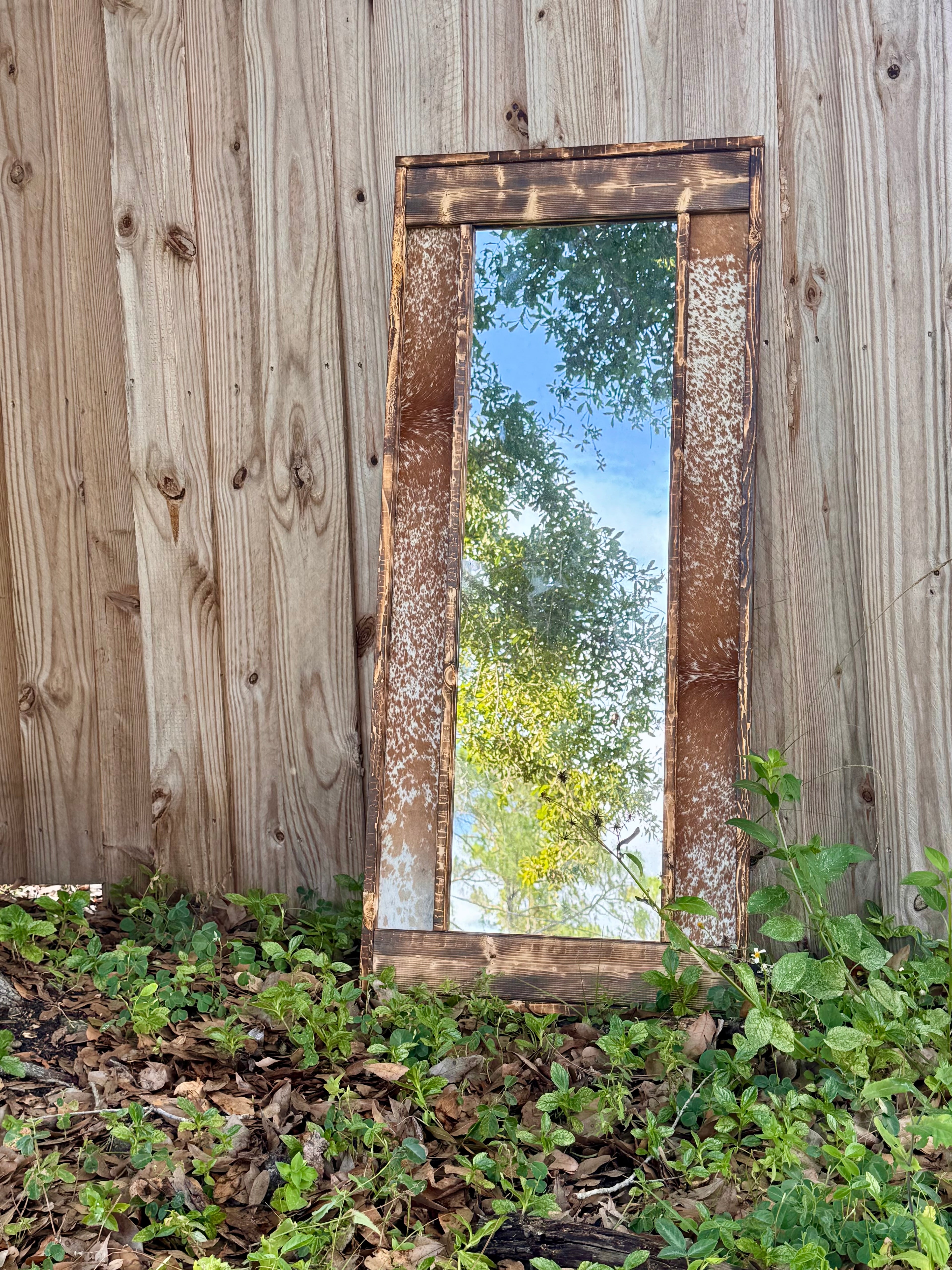 Standard size cowhide mirror