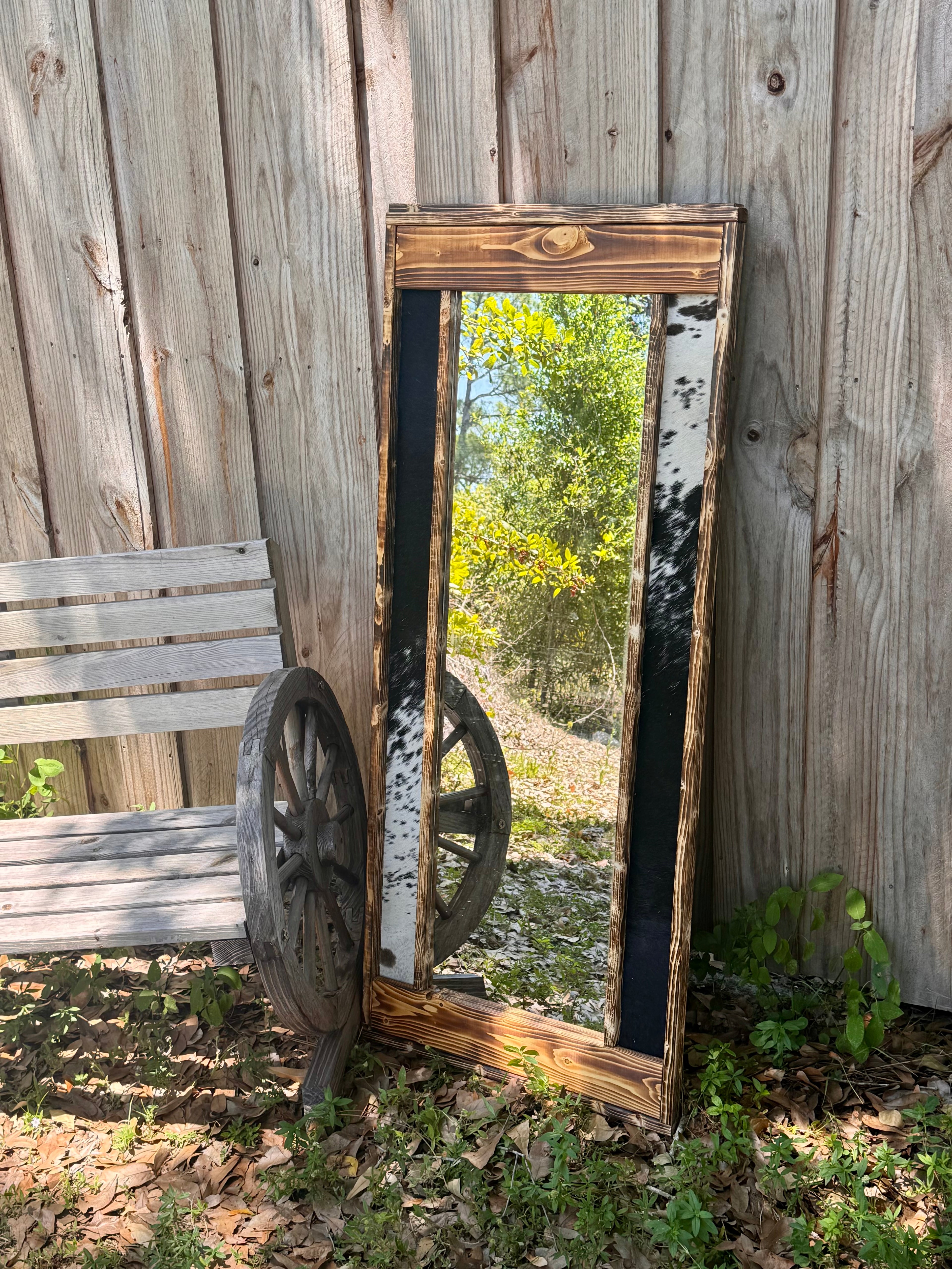 Standard size cowhide mirror