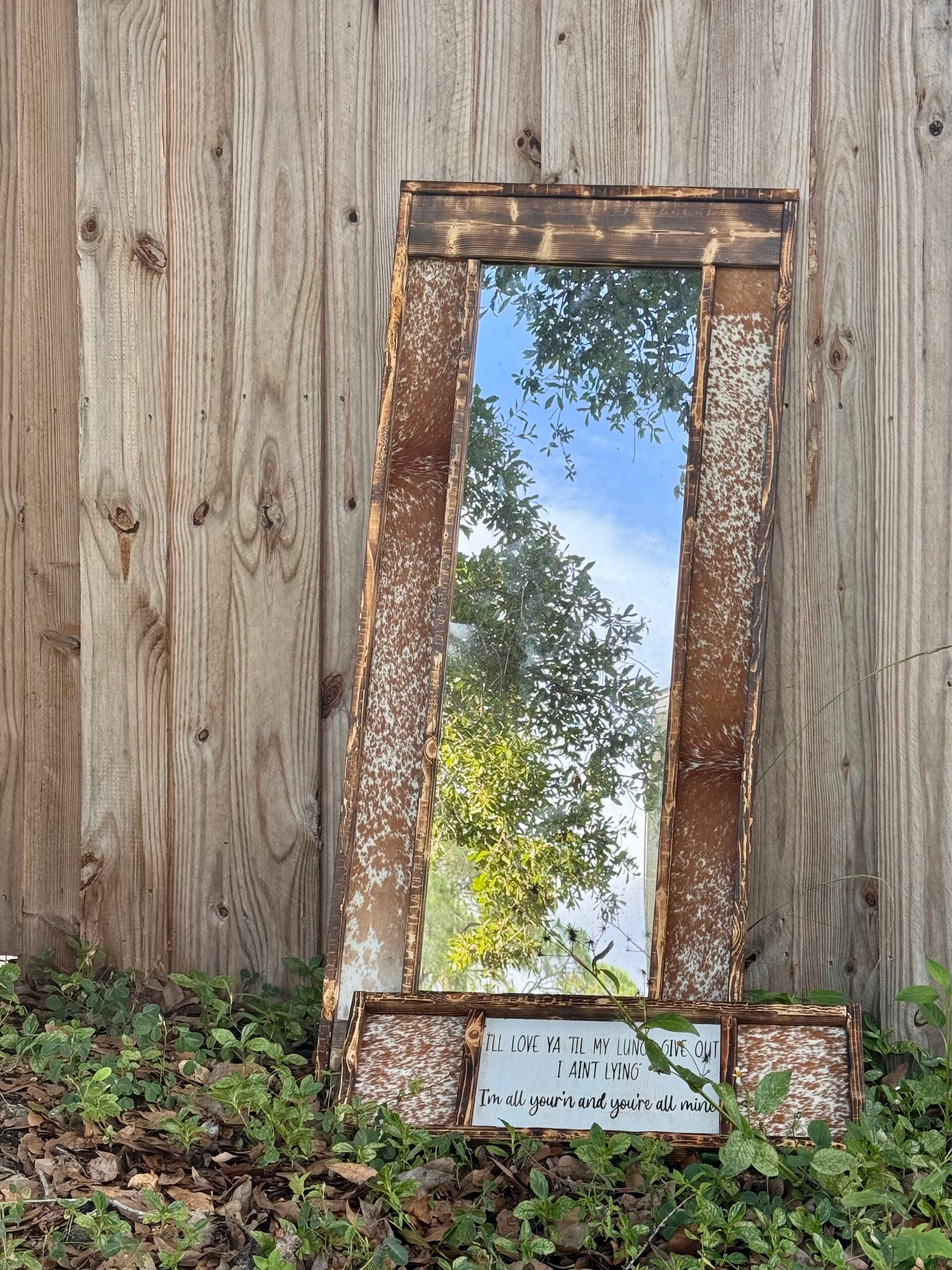 Standard size cowhide mirror