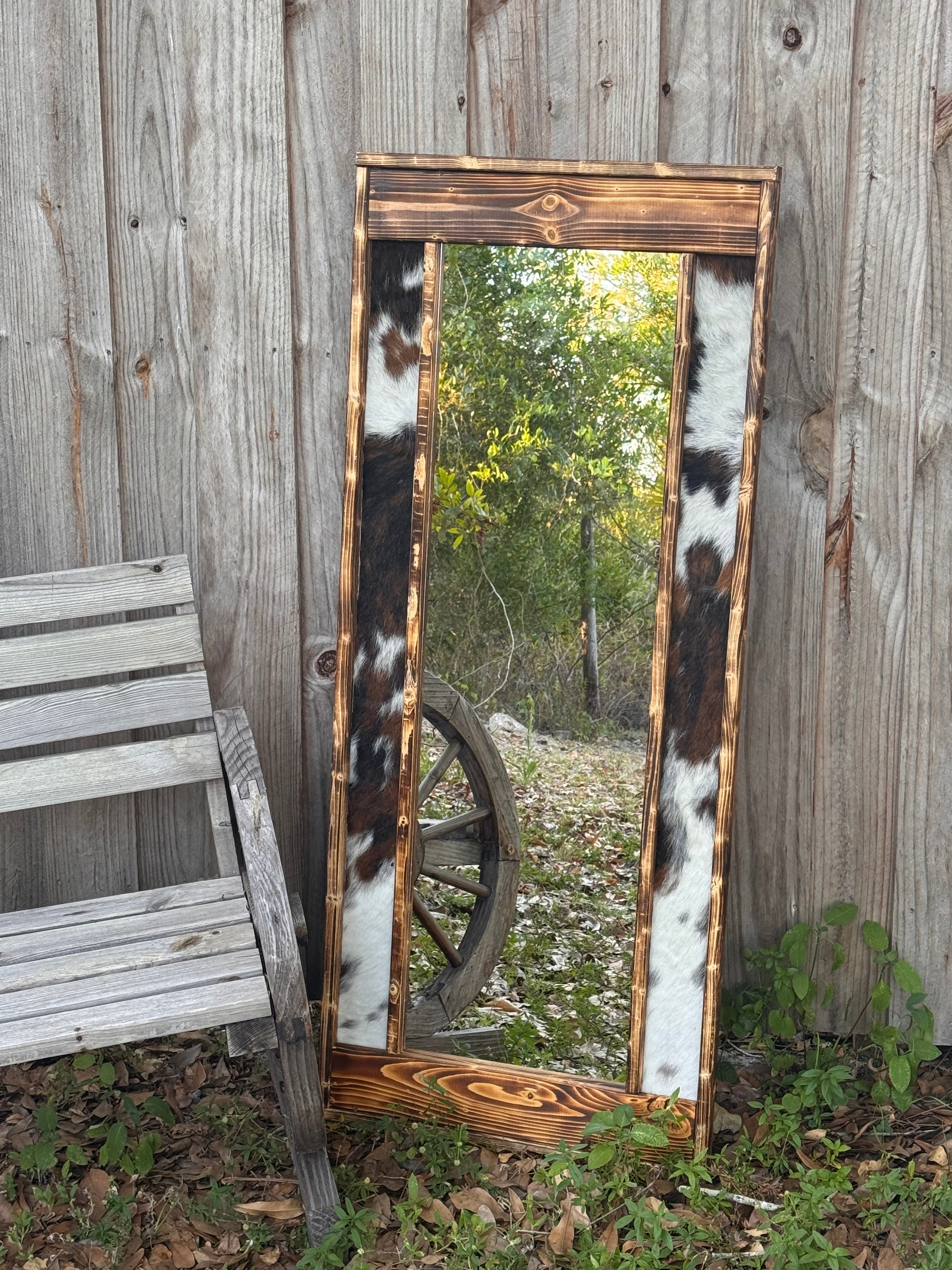 Standard size cowhide mirror